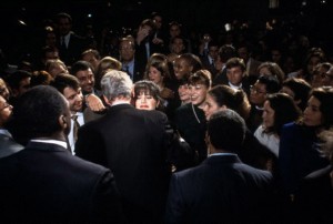 Bill and Monica embracing 1996