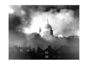 St Paul's Cathedral during the German bombing campaign called the Blitz